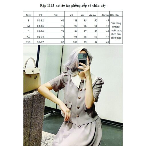 Rập giấy A0 set áo và chân váy mã 1163 - Hình ảnh 4
