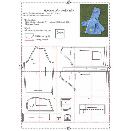 Rập giấy A0 mã R452 - áo khoác mẹ bé - Hình ảnh 5