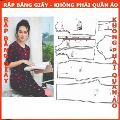 Rập giấy A0 mã 578 - bộ tay lửng mặc nhà