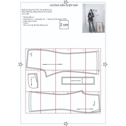 Rập giấy A0 quần loe thun mã 08 - Hình ảnh 4