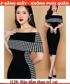 Rập đầm thun umi trễ vai - mã 1120