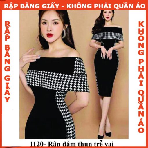 Rập đầm thun umi trễ vai - mã 1120