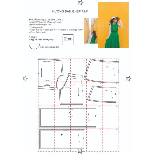 Rập giấy A0 mã T07 - đầm yếm - Hình ảnh 3