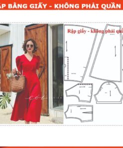 Rập giấy A0 đầm xòe tay phồng mã 1687