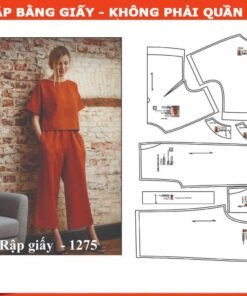 Rập giấy mã 1275 - bộ ống suông lưng tay liền