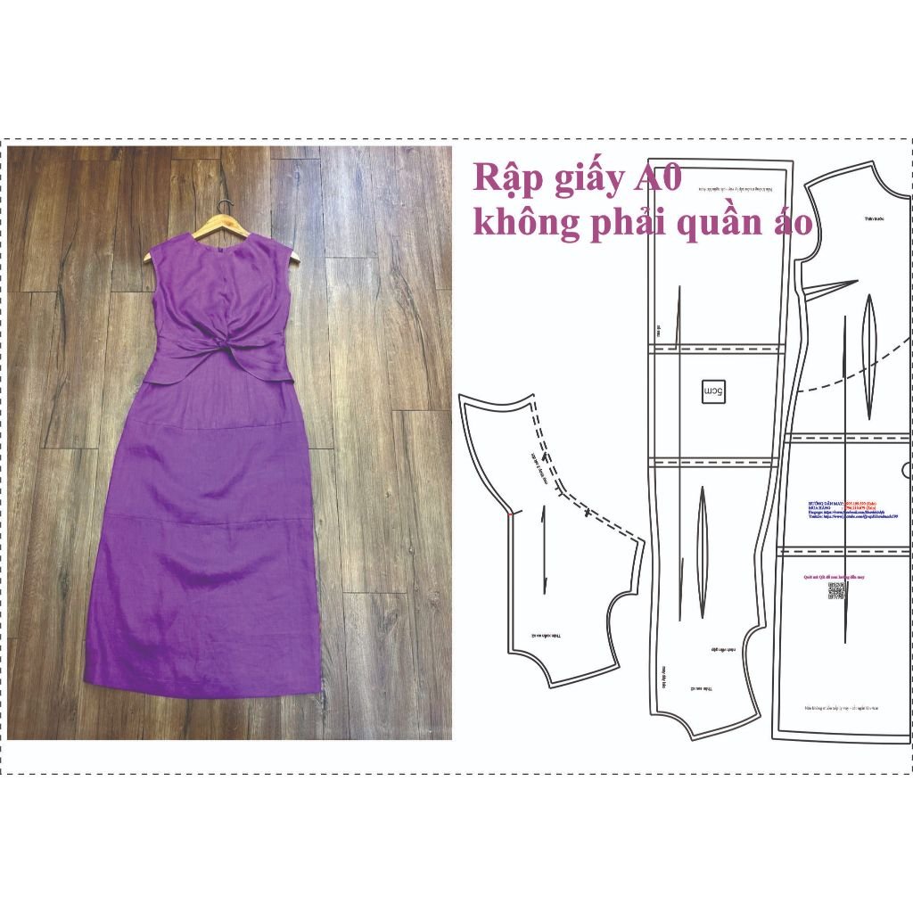 Rập  giấy A0 mã 1723 - đầm xoắn eo