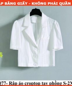 Rập áo croptop tay phồng mã 1077