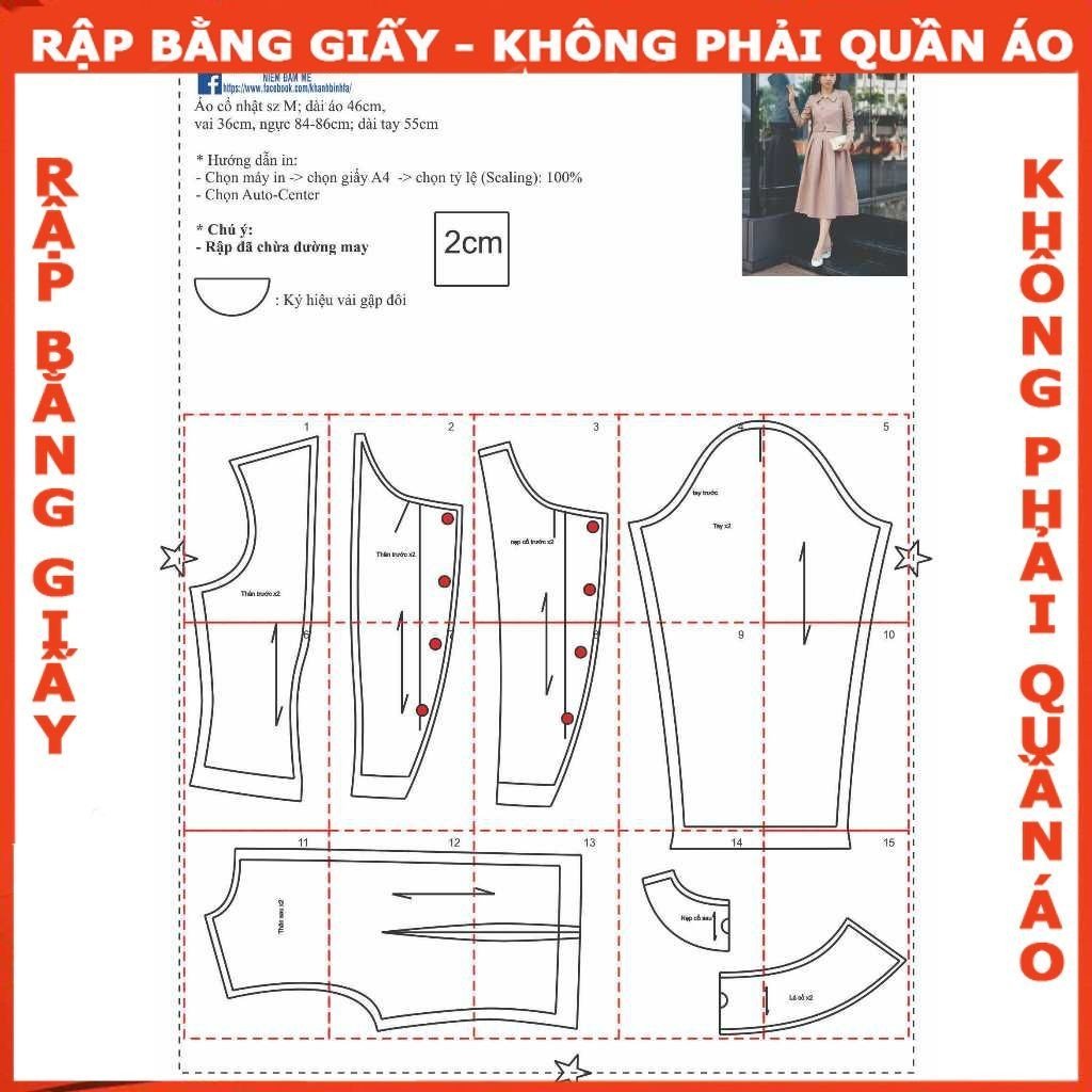 Rập giấy A0 may áo cổ nhật mã 1485