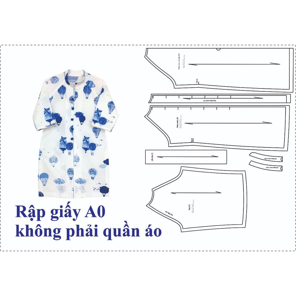 Rập giấy A0 mã AD58 - Rập may áo dài bé
