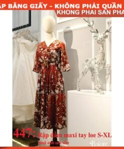 Rập giấy A0 mã 447 - đầm thắt nơ tay loe