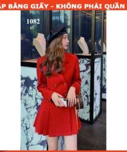 Rập giấy A0 mã 1082  -đầm cổ ve tay dài, váy dập ly