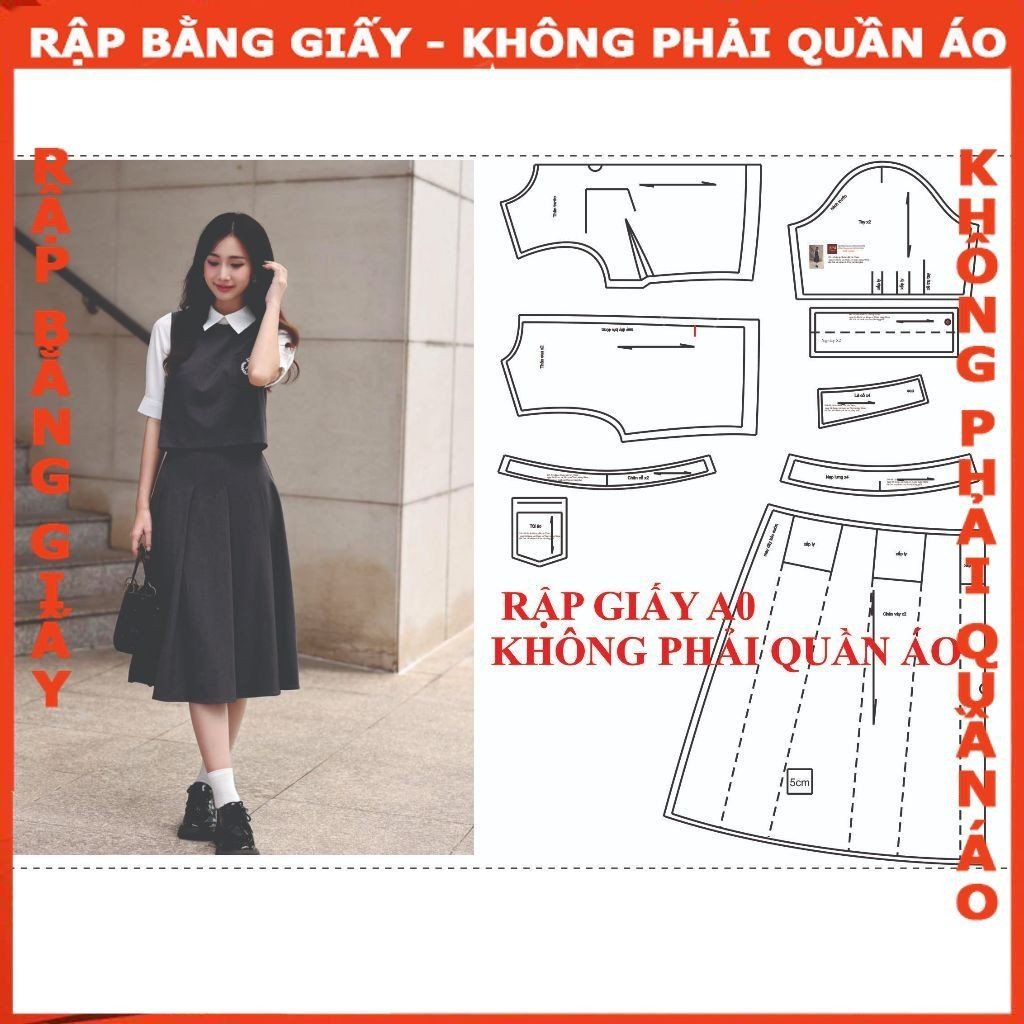 Rập giấy A0 set váy áo công sở mã 389