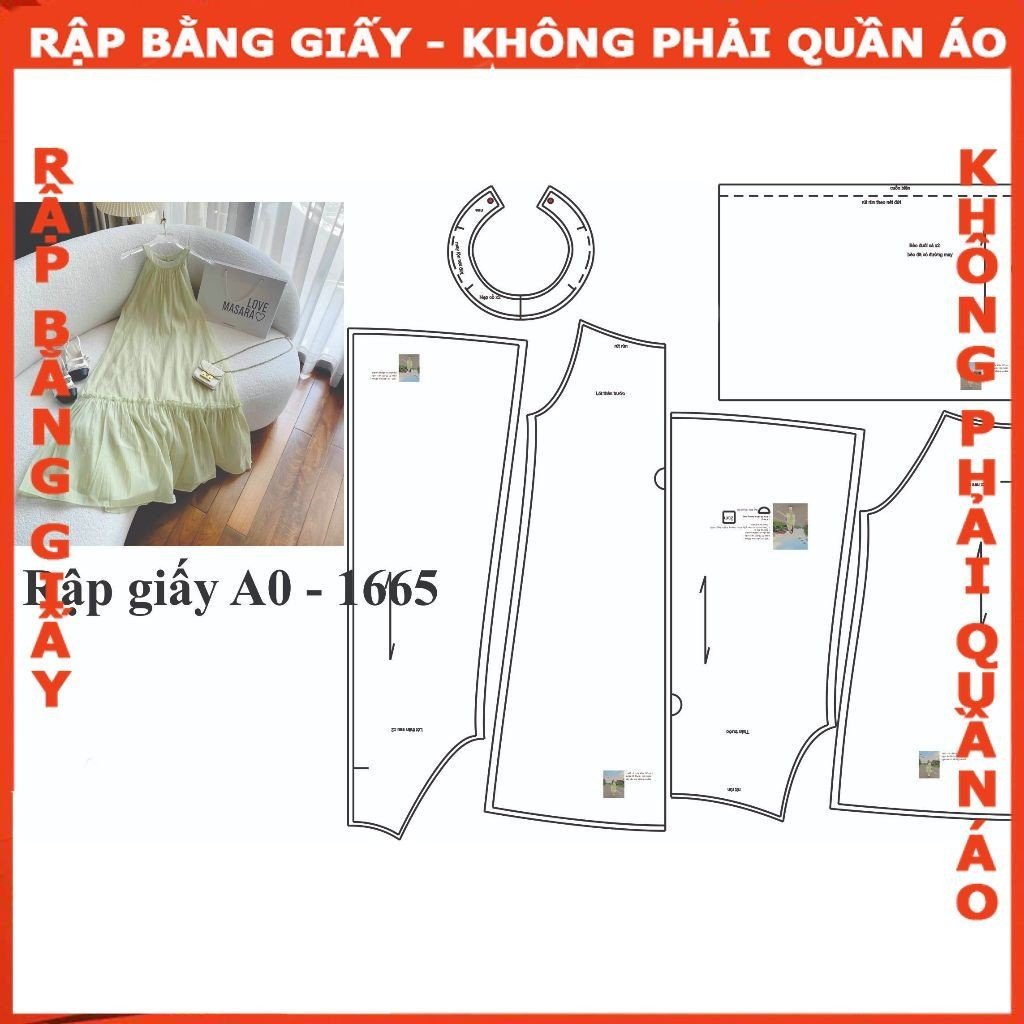 Rập giấy A0 may đầm yếm mã 1665
