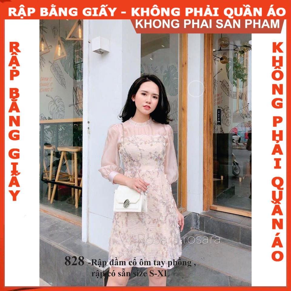 Rập giấy A0 mã 828 -  đầm dáng A tay lỡ