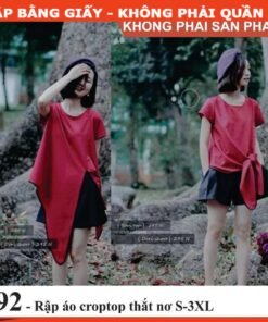 Rập giấy A0 mã 592 - Rập áo croptop thắt nơ