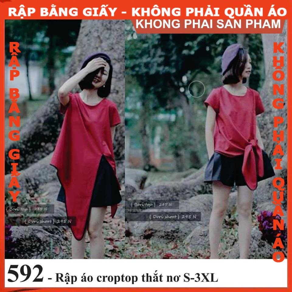 Rập giấy A0 mã 592 - Rập áo croptop thắt nơ