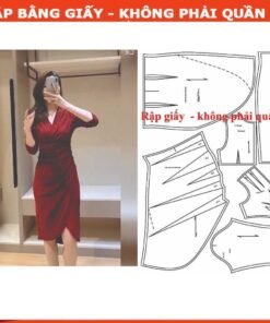 Rập giấy A0 đầm đỏ cổ tim mã 1484