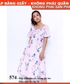 Rập giấy A0 mã 574 - rập đầm cổ vuông