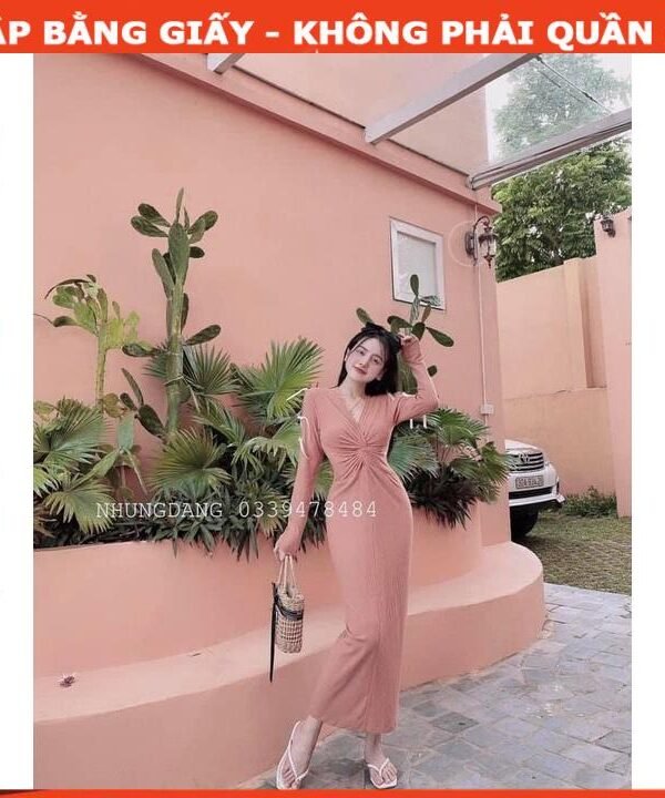 Rập giấy A0 mã 1461- Rập đầm xoắn eo tay dài