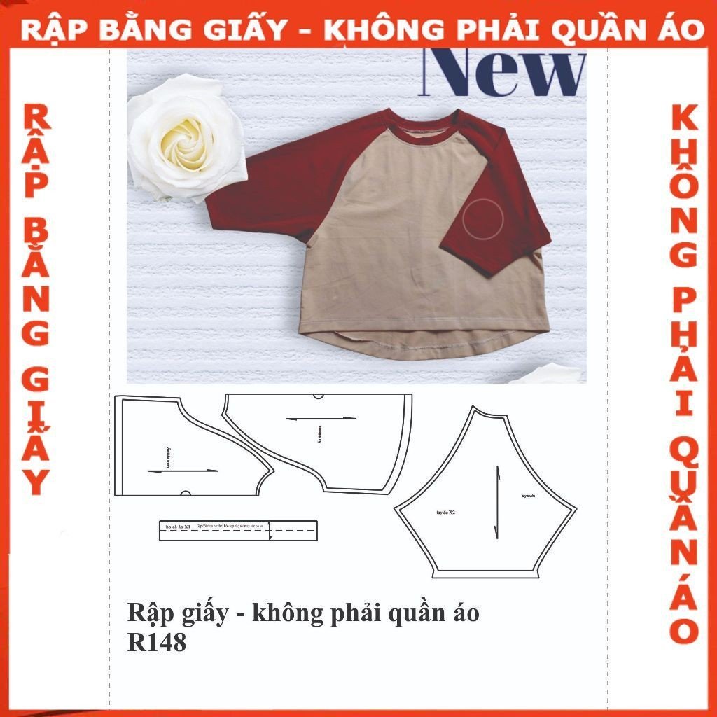 Rập giấy A0  mã R148 ( rập áo thun ragland cánh dơi)