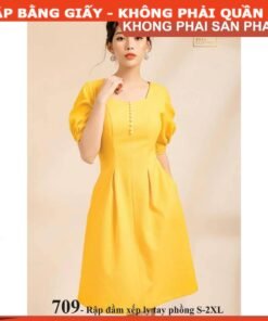 Rập giấy A0 mã 709 - đầm xếp ly