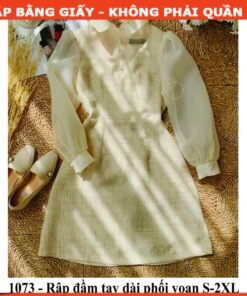Rập đầm dáng A tay phối voan mã 1073