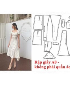 Rập giấy A0 mã 1430 - đầm 7 mảnh nữ