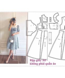 Rập giấy A0 mã 1585 - đầm cổ sen