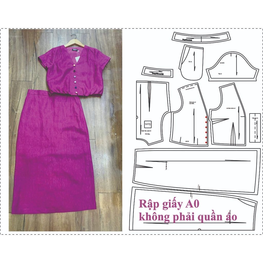 Rập giấy A0 mã 1838 - Rập may set váy áo