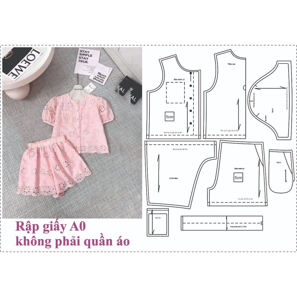 Rập giấy A0 mã 1754 - bộ ren tay phồng