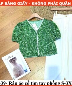 Rập áo cổ tim tay phồng mã 1339