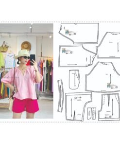 Rập giấy A0 mã 336 - Rập bộ short áo tay lồng đèn