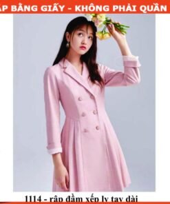 Rập giấy A0 đầm xếp ly tay dài mã 1114