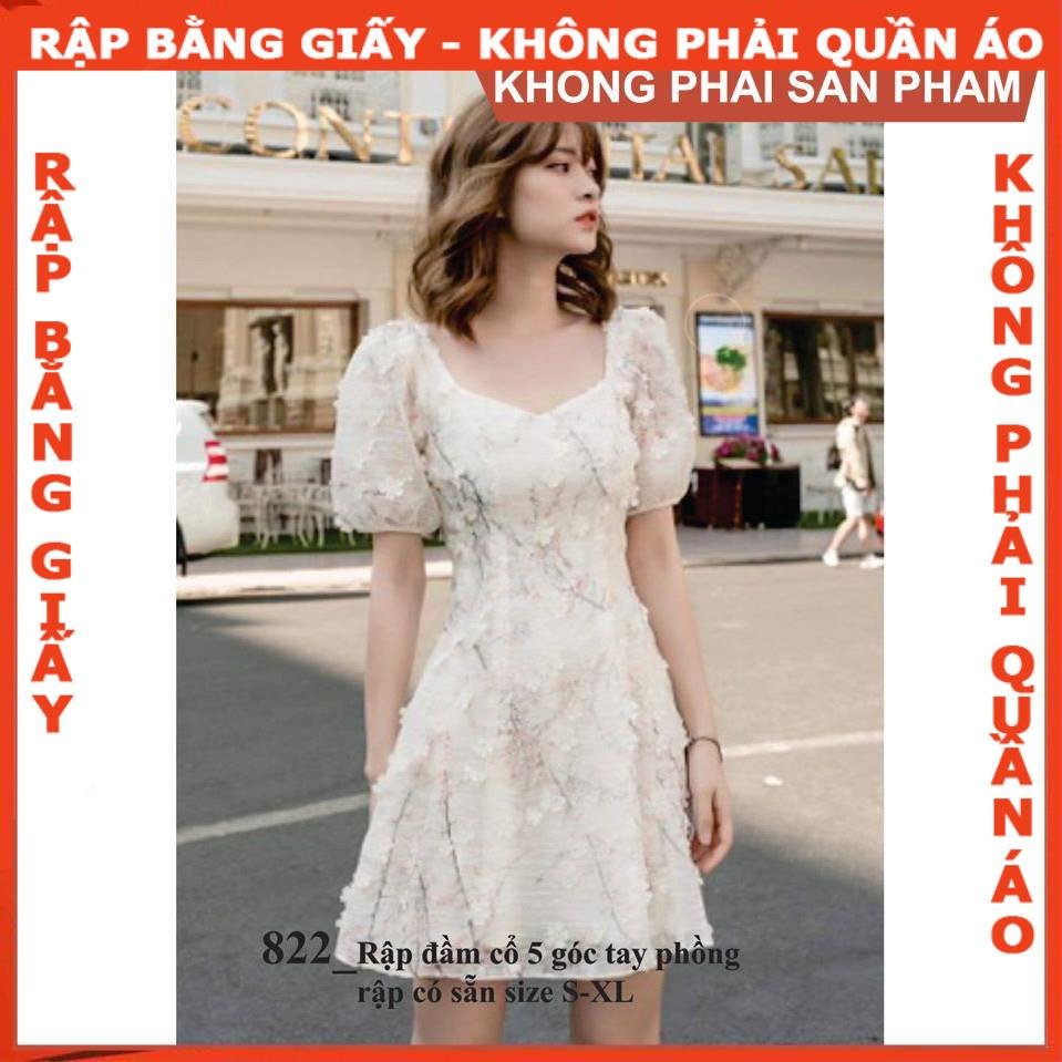 Rập giấy A0 mã 822 - Rập đầm tay phồng dáng A