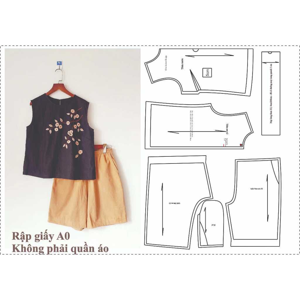 Rập giấy A0 mã 1752 - bộ áo sát nách quần ngố