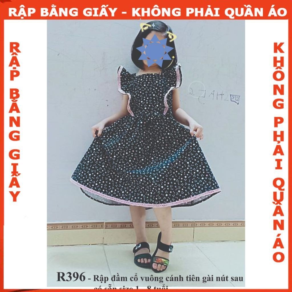 Rập mã R396 - đầm cổ vuông cho bé