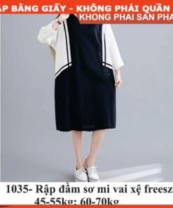 Rập giấy A0 mã 1035 - đầm sơ mi vai xệ