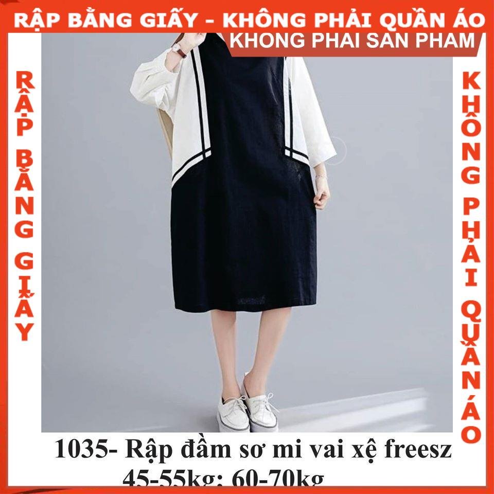 Rập giấy A0 mã 1035 - đầm sơ mi vai xệ