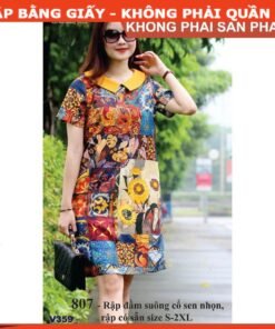 Rập giấy A0 mã 807 - may đầm suông cổ sen nhọn