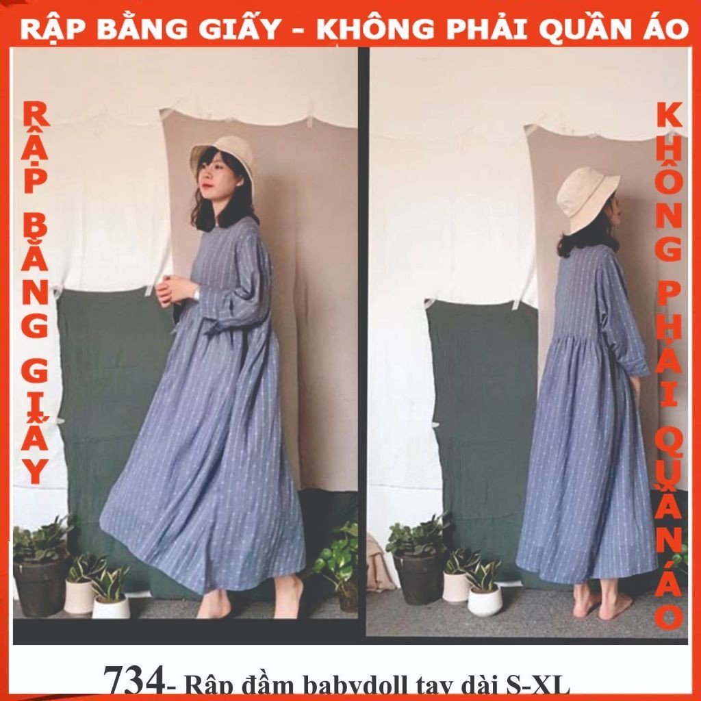 Rập giấy A0 mã 734 - đầm tay dài