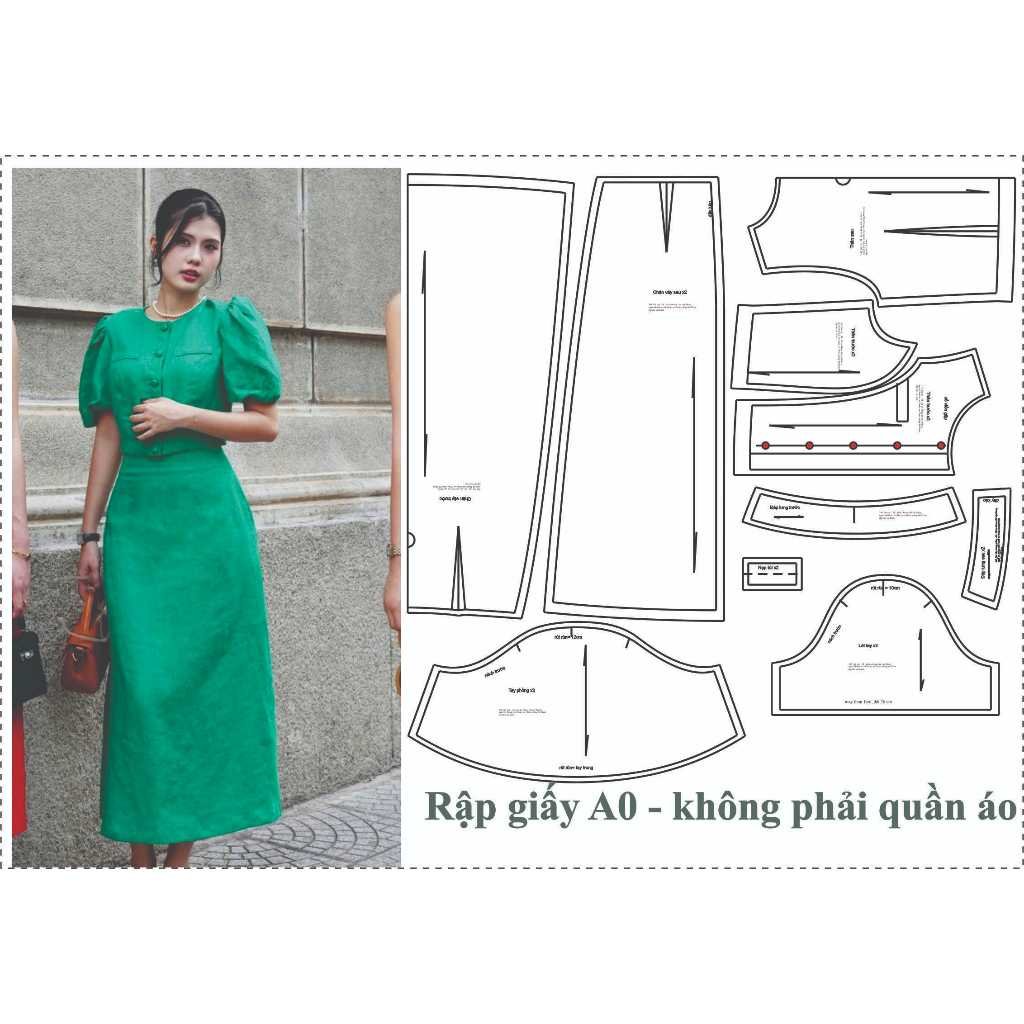 Rập giấy A0 mã 348 - Rập may set váy áo