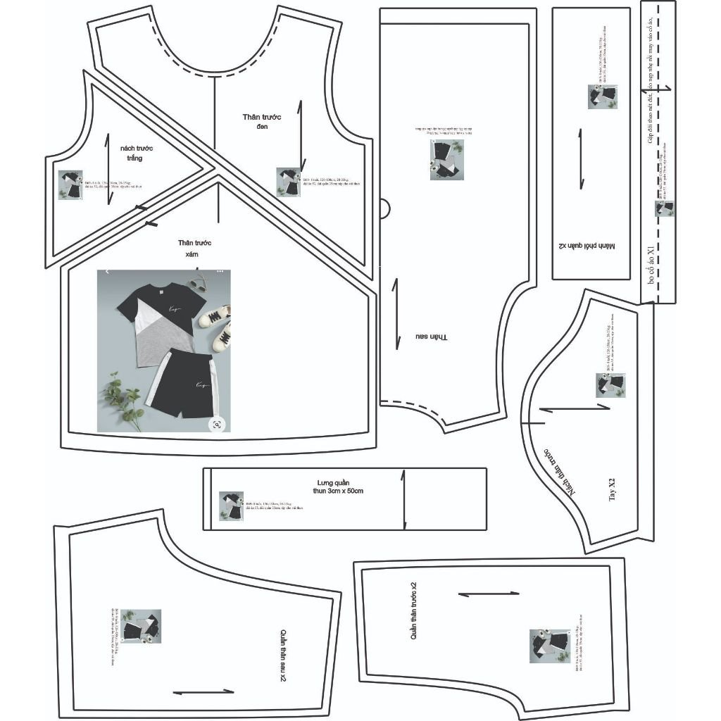 Rập giấy A0 B69 - Rập bộ đùi phối bé trai