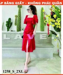 Rập giấy A0 mã 1258 - đầm 7 mảnh tay loe