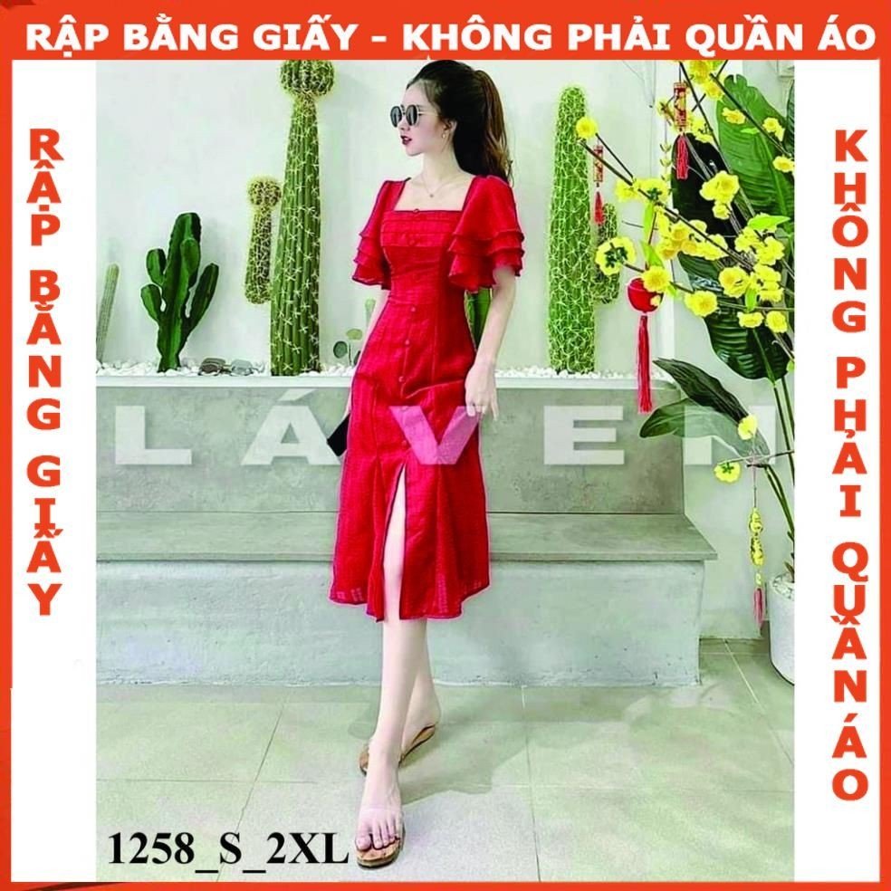Rập giấy A0 mã 1258 - đầm 7 mảnh tay loe
