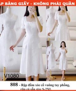 Rập giấy A0 đầm cổ vuông  mã 808