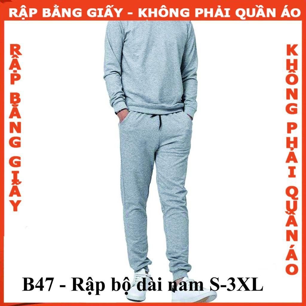 Rập giấy A0 mã B47 - bộ thun dài tay nam
