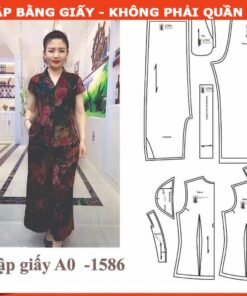 Rập giấy A0 mã 1586 - bộ suông cổ đứng trung niên