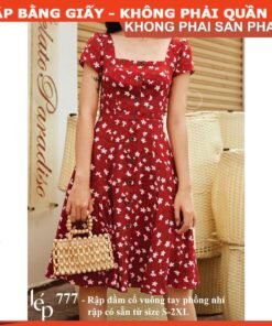 Rập giấy A0 mã 777 - đầm cổ vuông