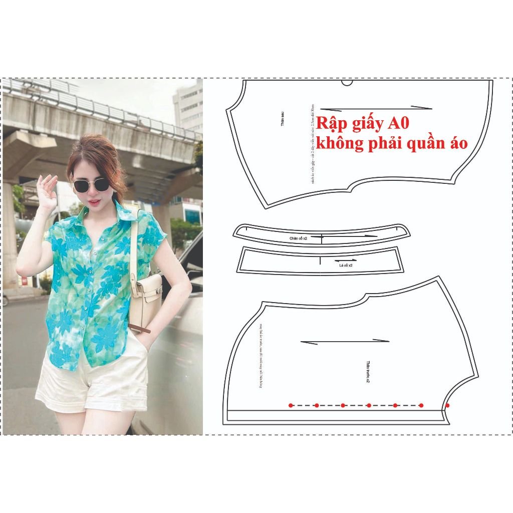Rập giấy A0 mã 1551 - áo sơ mi tay liền