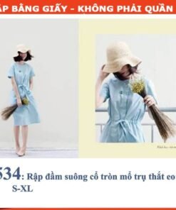 Rập giấy A0 mã 534 - đầm thắt dây ngang eo